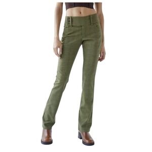 URBAN OUTFITTERS Uo Y2k Belted Trouser Pant In Green‎ Plaid Sz 6 Women's Bootcut